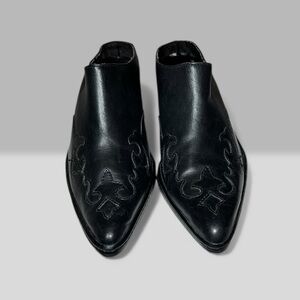 🌻Harley-Davidson Rodeo Flame Black Leather Western Slip-On Mules Women’s 6.5